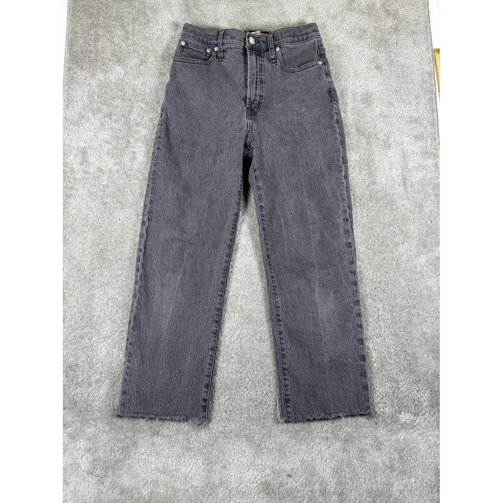 Madewell The Perfect Vintage Straight Jean Faded Black Raw Hem 26 CKP462580734